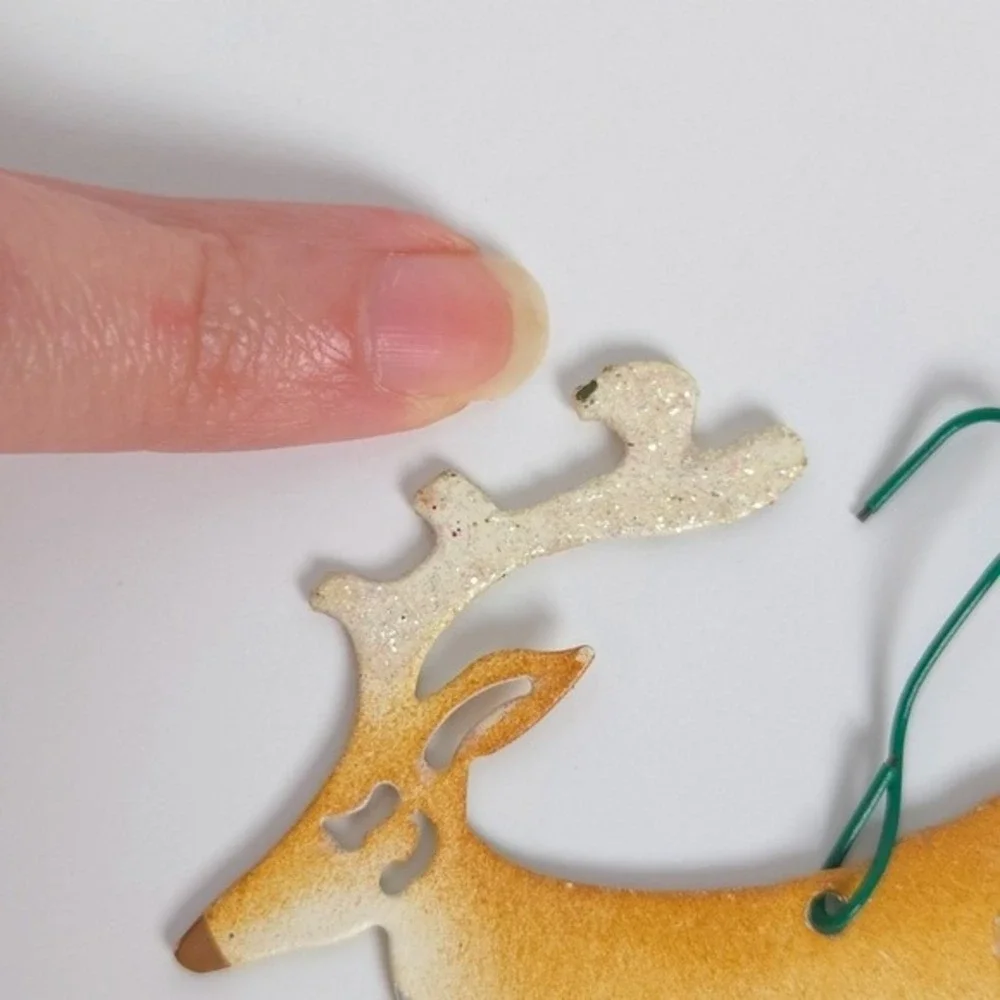 Silver Coffee Cup & Gold Reindeer Wind Chime Christmas‎ Ornaments (Set of 2)